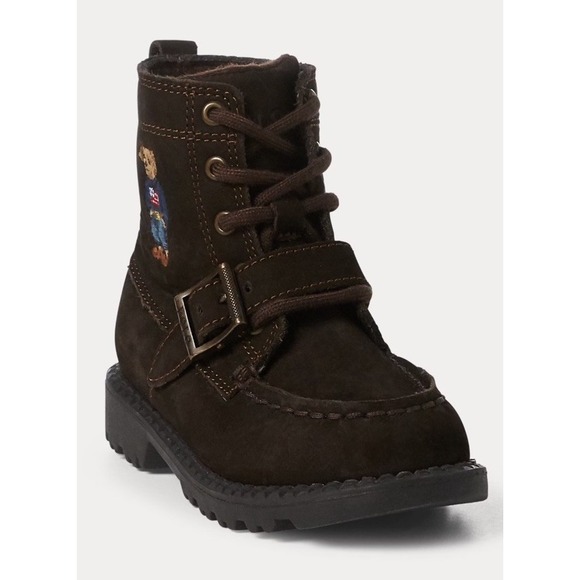 Ralph Lauren Polo Bear Ranger HI II Boots Leather Dark Brown Boys Size 8 M New - Picture 2 of 16